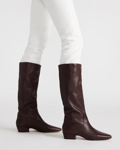 GWYNETH Brown/Red Leather Square Toe Boot | Women's Boots Steve Madden BROWN/RED LEATHER