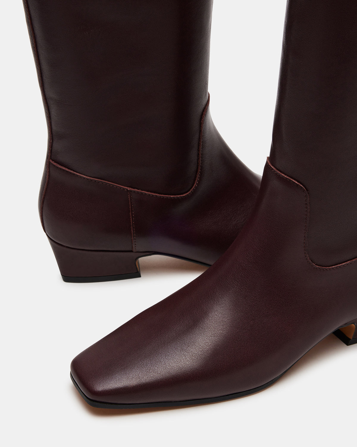 GWYNETH Brown/Red Leather Square Toe Boot | Women's Boots Steve Madden BROWN/RED LEATHER