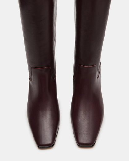 GWYNETH Brown/Red Leather Square Toe Boot | Women's Boots Steve Madden BROWN/RED LEATHER