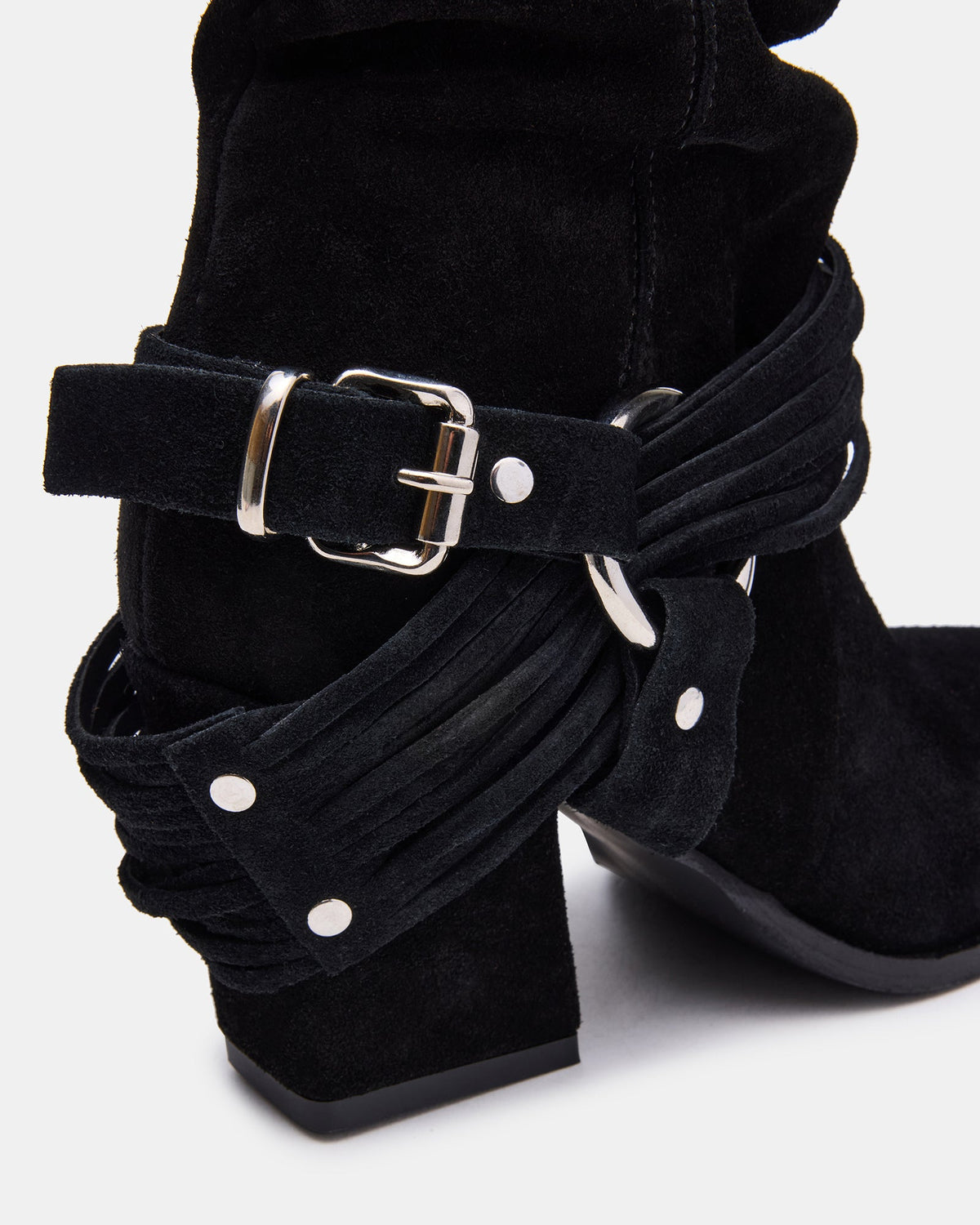 LAUPER Black Pointed-Toe Heeled Buckle Women's Ankle Boot Steve Madden BLACK