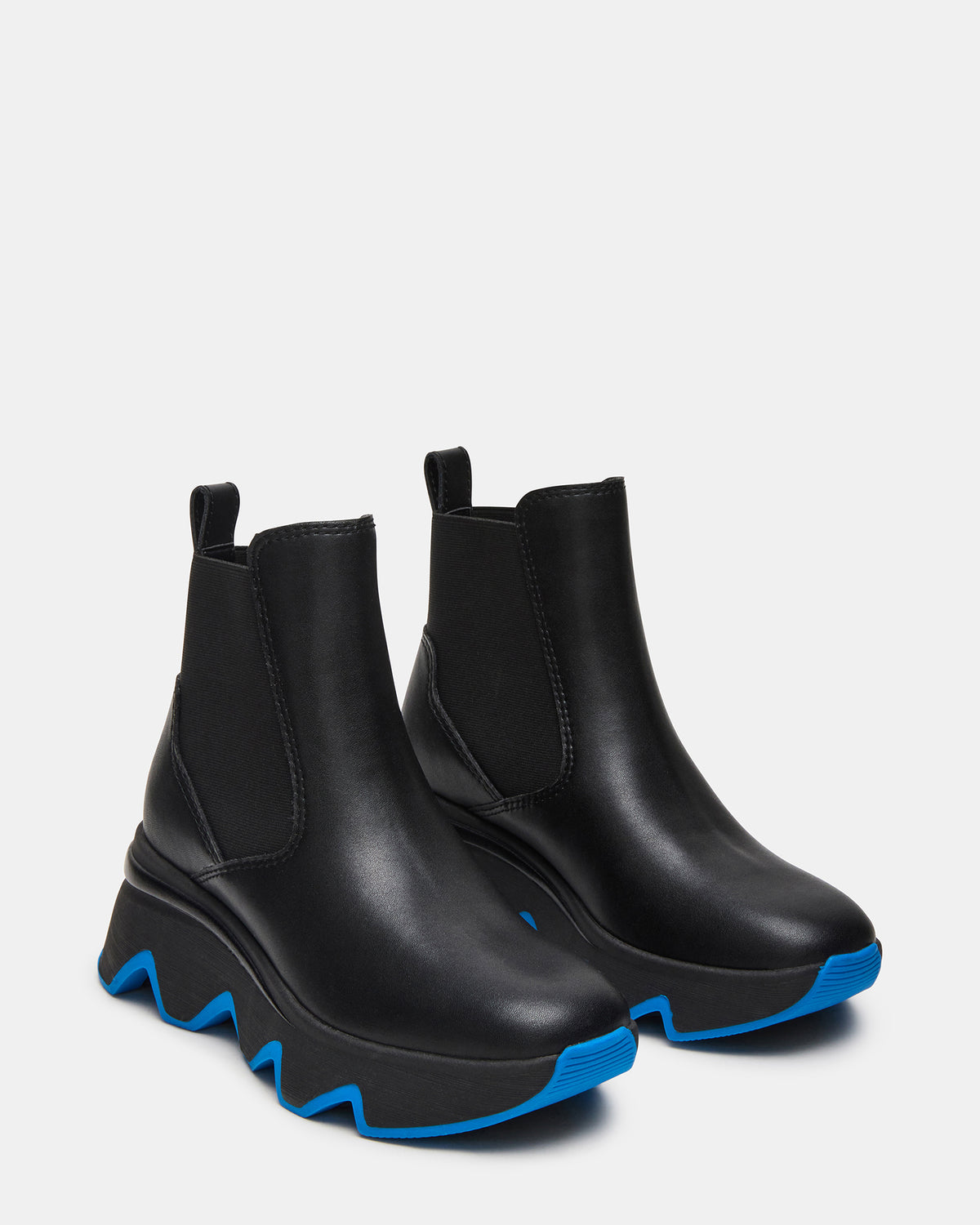 BREAKAWAY Black Leather Lug Platform Women's Ankle Boot