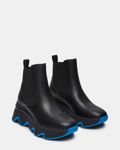 BREAKAWAY Black Leather Lug Platform Women's Ankle Boot