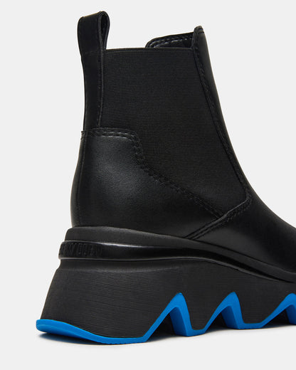 BREAKAWAY Black Leather Lug Platform Women's Ankle Boot