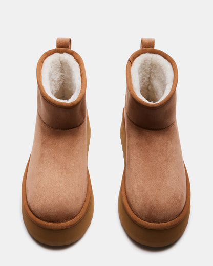 CRUE Chestnut Faux Fur Lined Bootie | Women's Booties Steve Madden CHESTNUT