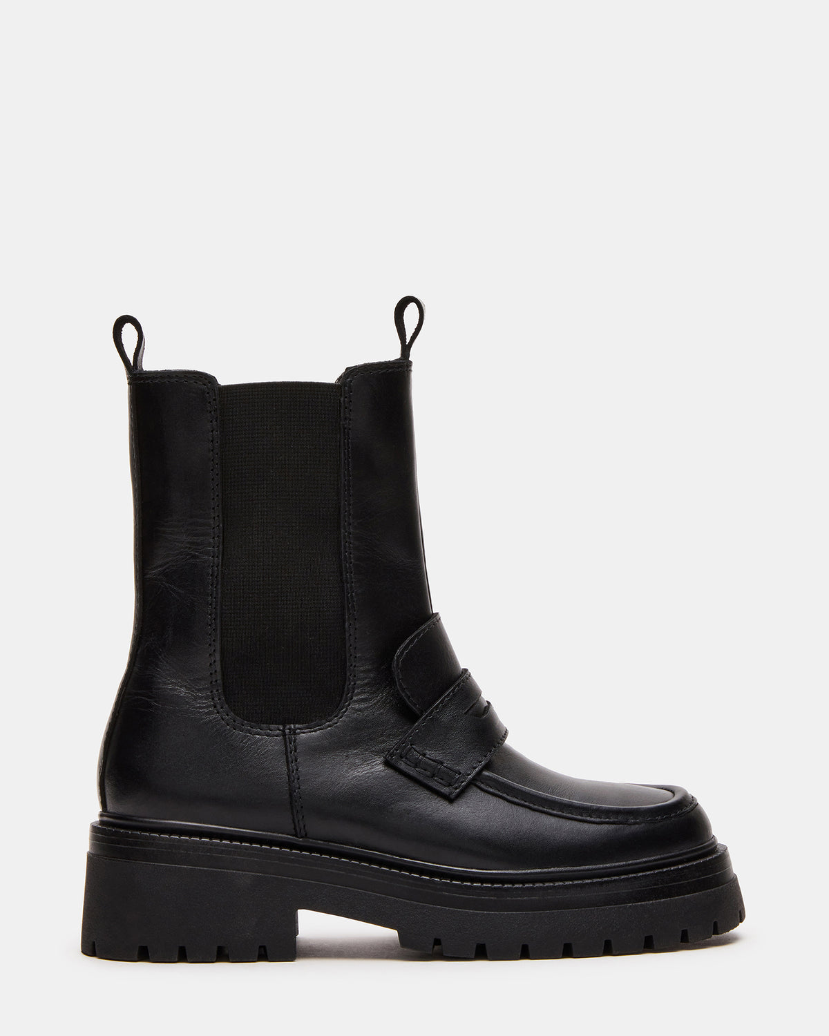 CONWAY Black Leather Platform Lug Chelsea Women's Ankle Boot Steve Madden BLACK LEATHER