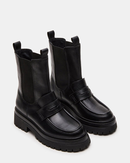 CONWAY Black Leather Platform Lug Chelsea Women's Ankle Boot Steve Madden BLACK LEATHER