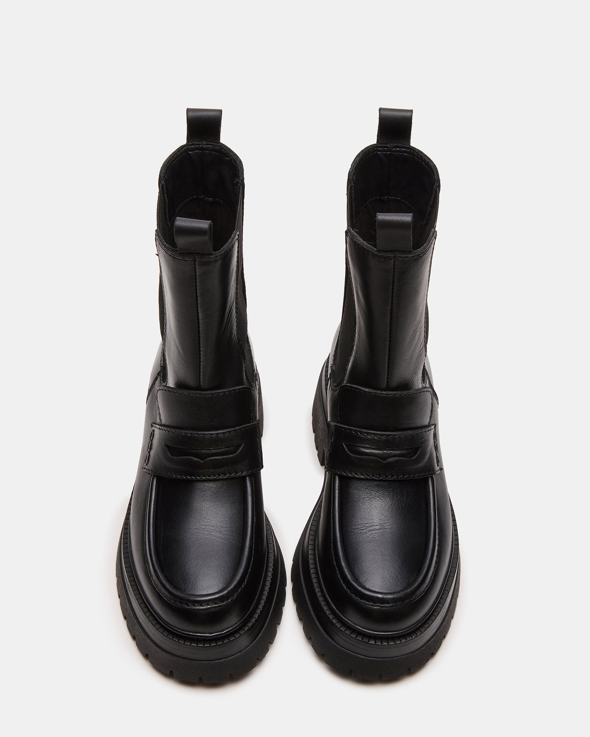 CONWAY Black Leather Platform Lug Chelsea Women's Ankle Boot Steve Madden BLACK LEATHER