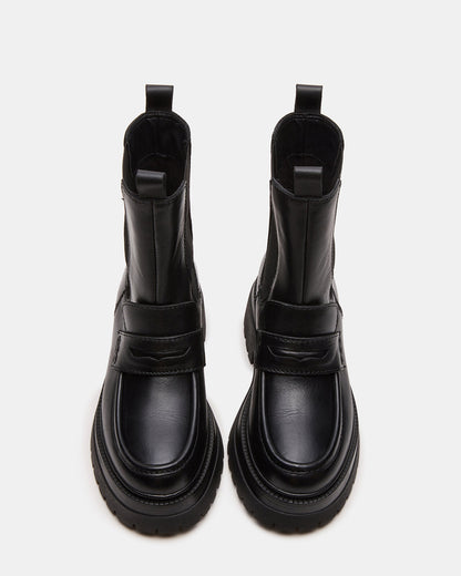 CONWAY Black Leather Platform Lug Chelsea Women's Ankle Boot Steve Madden BLACK LEATHER