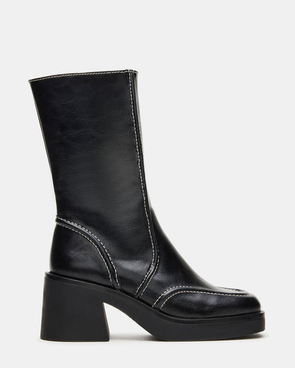 ALTER Black Patent Square-Toe Platform Block Heel Women's Ankle Boot Steve Madden BLACK PATENT