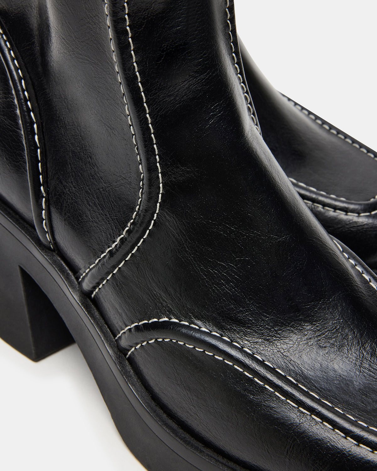 ALTER Black Patent Square-Toe Platform Block Heel Women's Ankle Boot Steve Madden BLACK PATENT