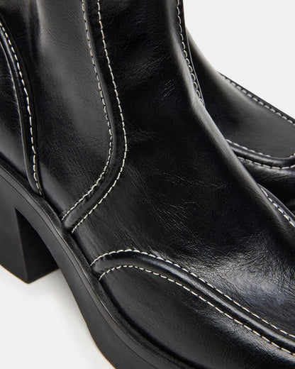 ALTER Black Patent Square-Toe Platform Block Heel Women's Ankle Boot Steve Madden BLACK PATENT