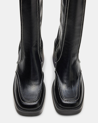 ALTER Black Patent Square-Toe Platform Block Heel Women's Ankle Boot Steve Madden BLACK PATENT