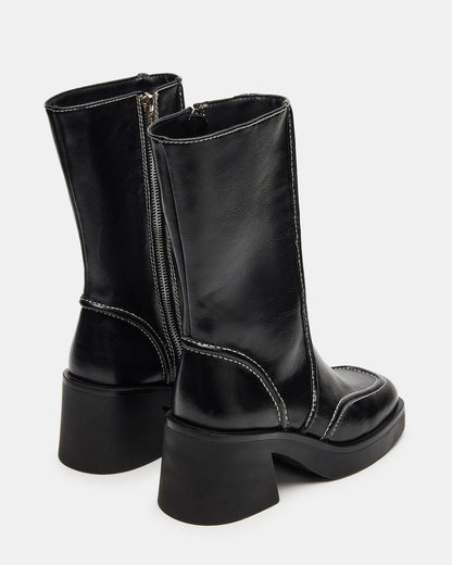 ALTER Black Patent Square-Toe Platform Block Heel Women's Ankle Boot Steve Madden BLACK PATENT
