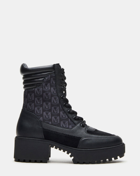 HIKER Black Multi Platform Lug Lace-Up Women's Anke Boot Steve Madden BLACK MULTI
