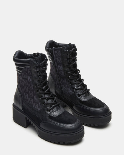 HIKER Black Multi Platform Lug Lace-Up Women's Anke Boot Steve Madden BLACK MULTI