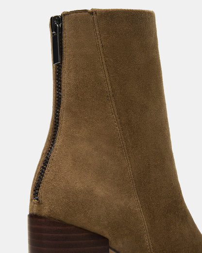 OBSESSION Taupe Suede Rounded Toe Block Heel Women's Ankle Boot Steve Madden TAUPE SUEDE