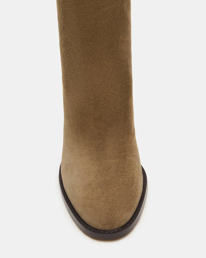 OBSESSION Taupe Suede Rounded Toe Block Heel Women's Ankle Boot Steve Madden TAUPE SUEDE