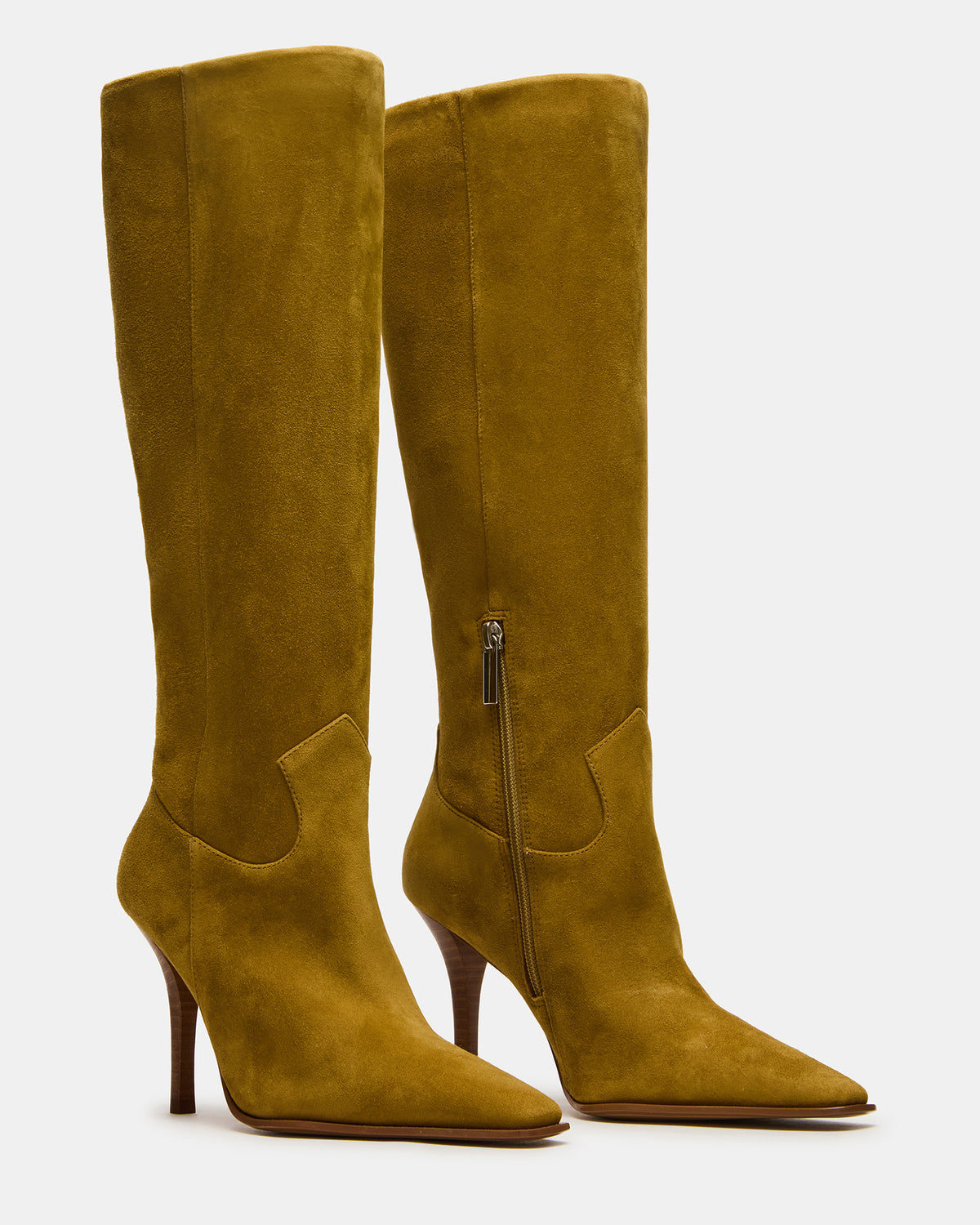 WESCOT Olive Suede Square-Toe Knee-High Heeled Women's Boot Steve Madden OLIVE SUEDE