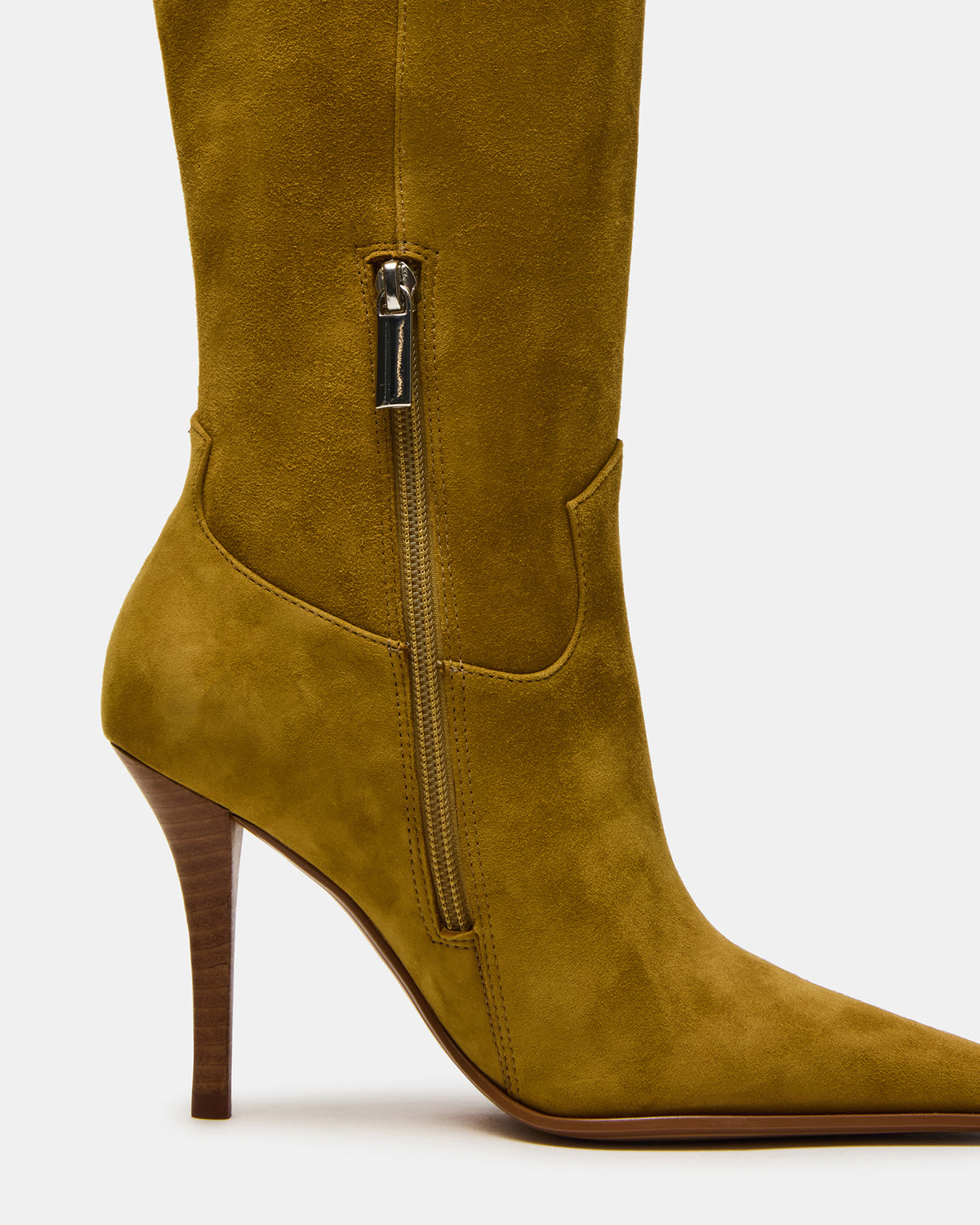 WESCOT Olive Suede Square-Toe Knee-High Heeled Women's Boot Steve Madden OLIVE SUEDE
