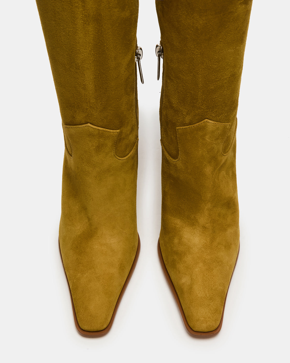WESCOT Olive Suede Square-Toe Knee-High Heeled Women's Boot Steve Madden OLIVE SUEDE