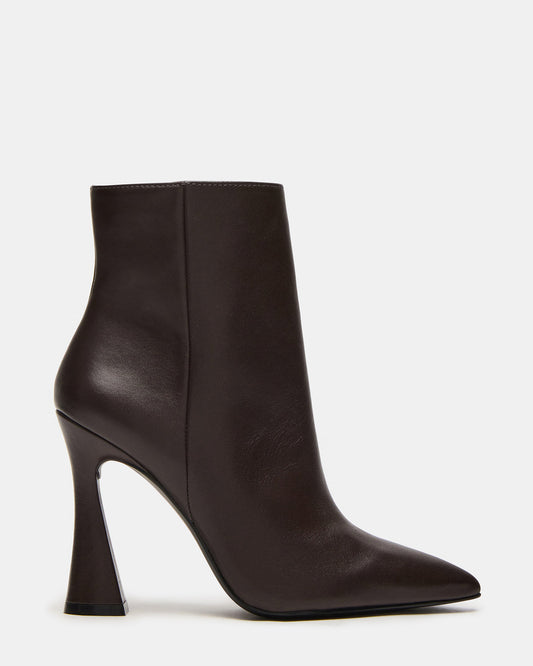 BOLERO Brown Leather Pointed-Toe Heeled Women's Ankle Boot Steve Madden BROWN LEATHER