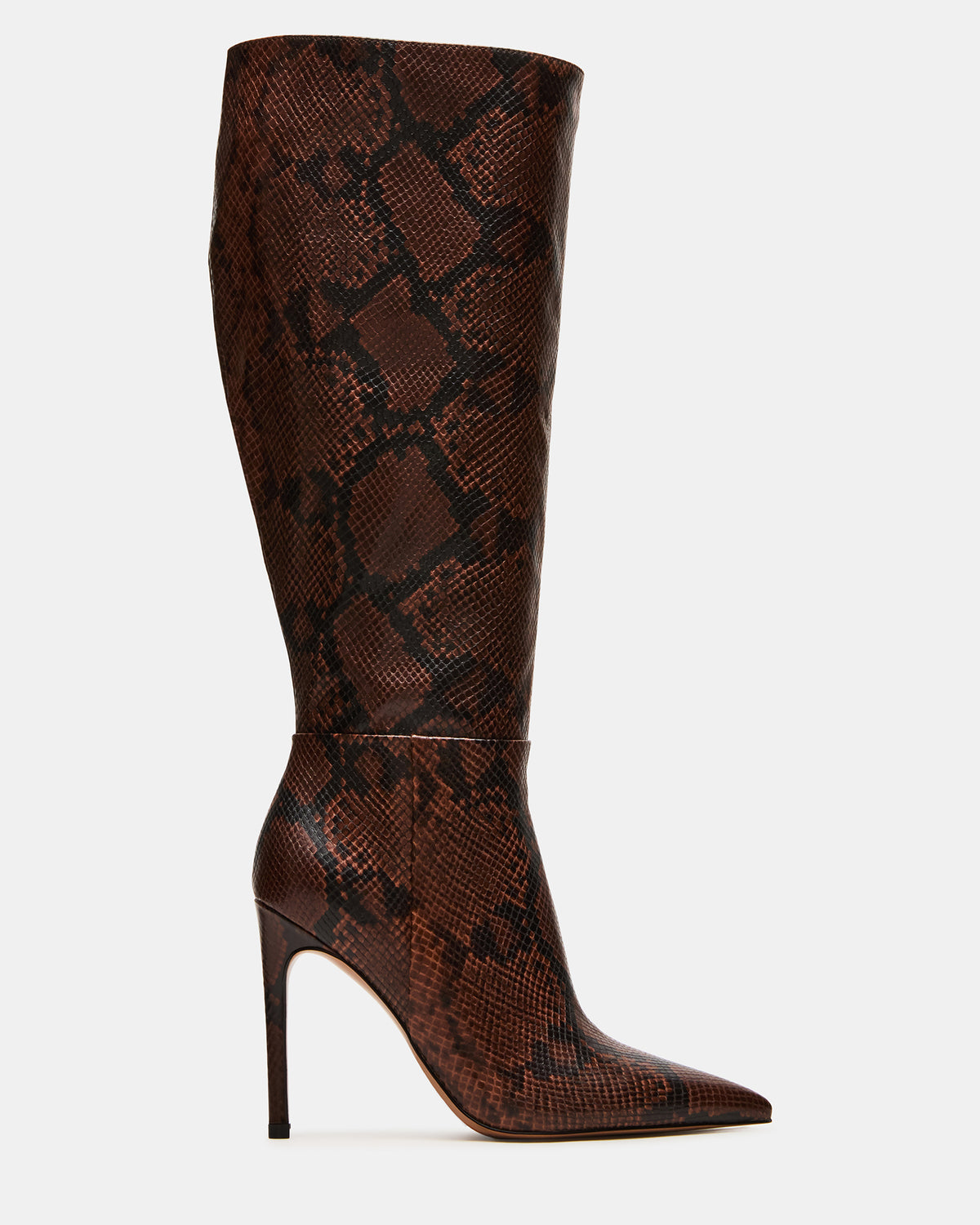 NITRO Brown Snake Wife Calf Pointed-Toe Stiletto Heel Knee-High Women's Boots Steve Madden BROWN SNAKE