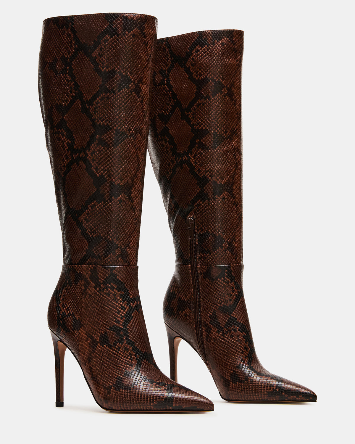 NITRO Brown Snake Wife Calf Pointed-Toe Stiletto Heel Knee-High Women's Boots Steve Madden BROWN SNAKE