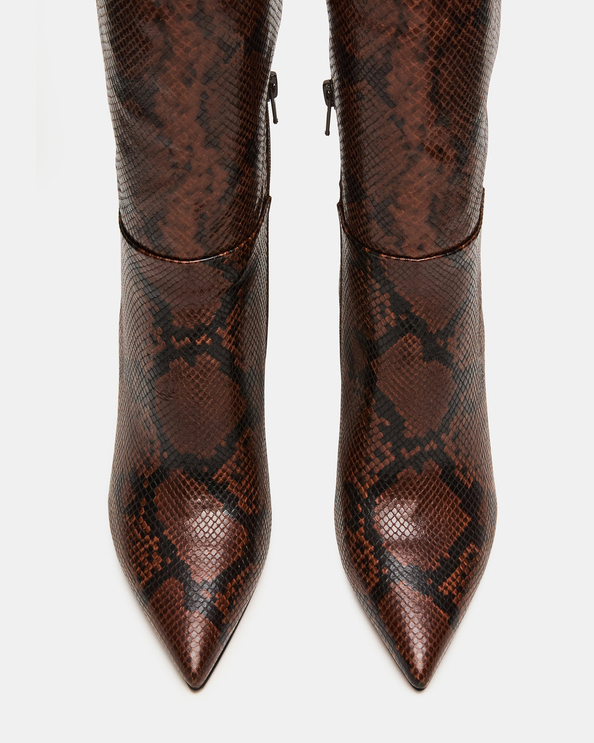 NITRO Brown Snake Wife Calf Pointed-Toe Stiletto Heel Knee-High Women's Boots Steve Madden BROWN SNAKE