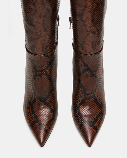 NITRO Brown Snake Wife Calf Pointed-Toe Stiletto Heel Knee-High Women's Boots Steve Madden BROWN SNAKE