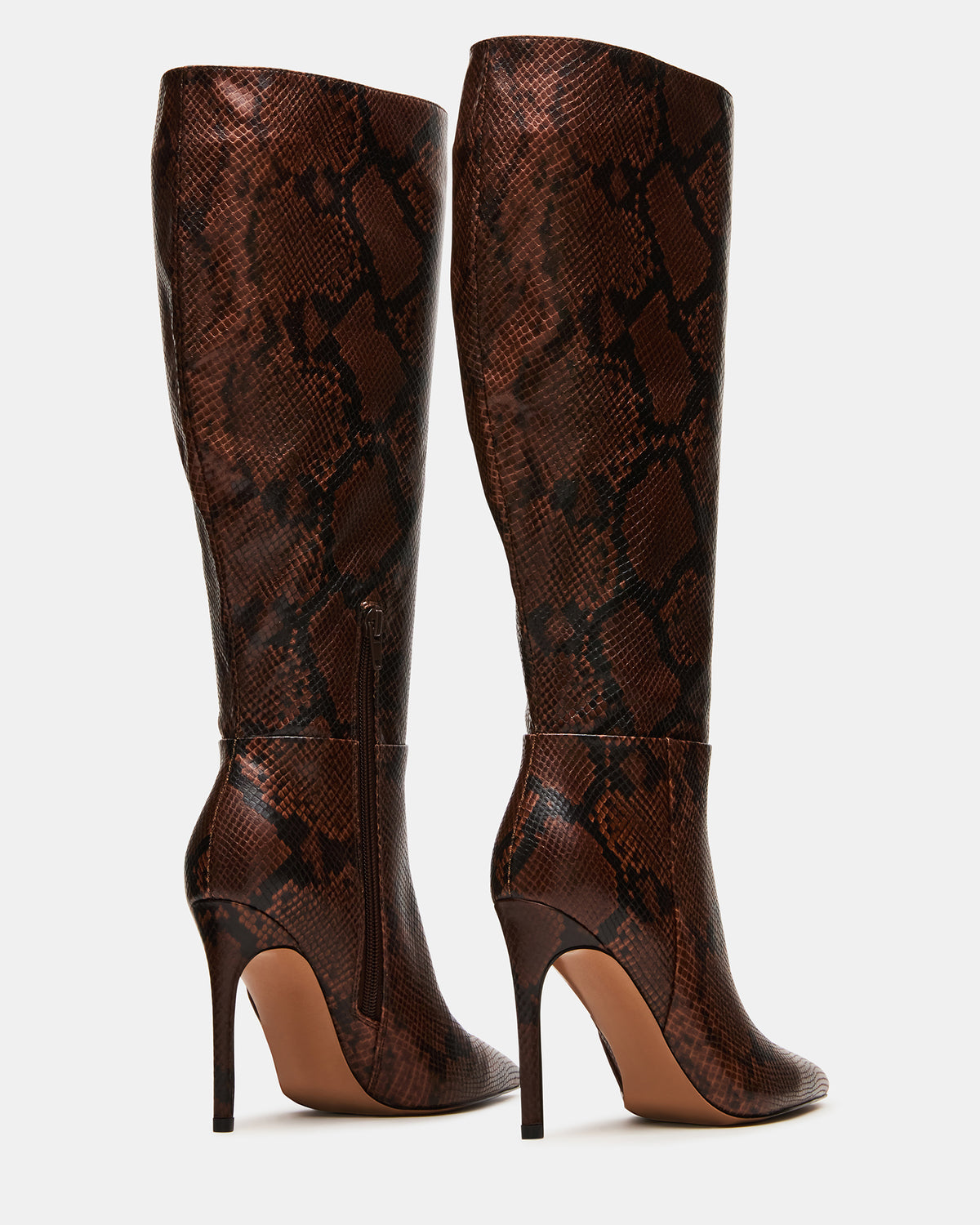 NITRO Brown Snake Wife Calf Pointed-Toe Stiletto Heel Knee-High Women's Boots Steve Madden BROWN SNAKE