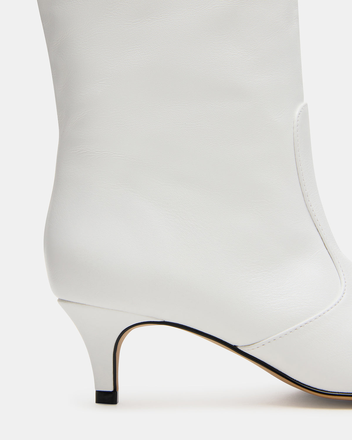 LANDER White Leather Knee-High Kitten Heel Women's Boot Steve Madden WHITE LEATHER