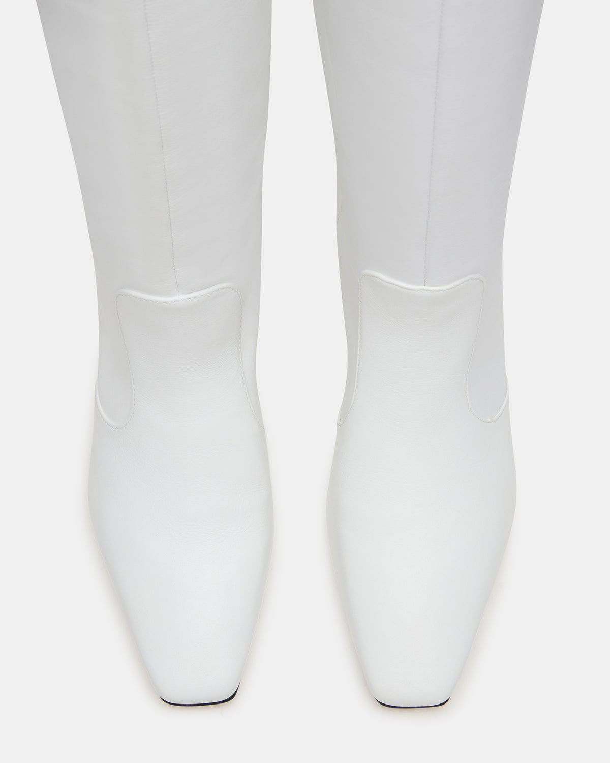 LANDER White Leather Knee-High Kitten Heel Women's Boot Steve Madden WHITE LEATHER
