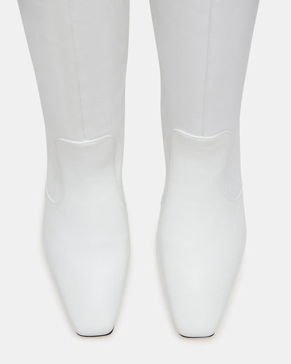 LANDER White Leather Knee-High Kitten Heel Women's Boot Steve Madden WHITE LEATHER