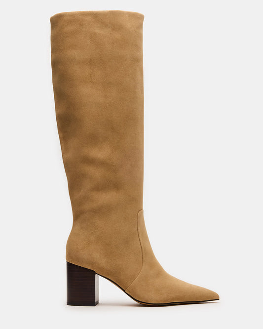 SKYLINE Taupe Suede Knee-High Pointed Toe Women's Boot Steve Madden TAUPE SUEDE
