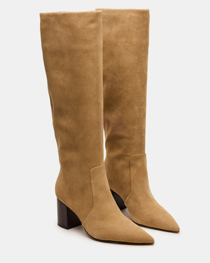 SKYLINE Taupe Suede Knee-High Pointed Toe Women's Boot Steve Madden TAUPE SUEDE