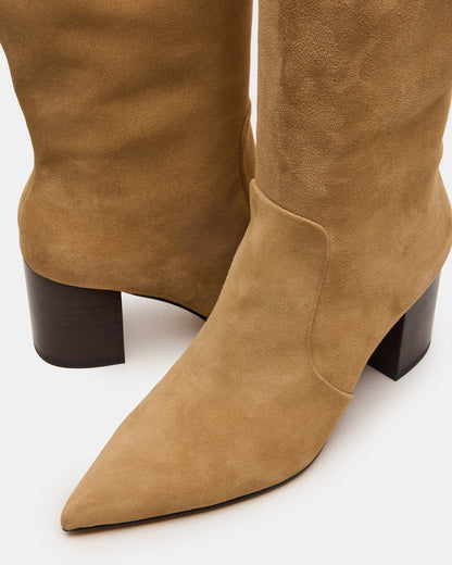SKYLINE Taupe Suede Knee-High Pointed Toe Women's Boot Steve Madden TAUPE SUEDE