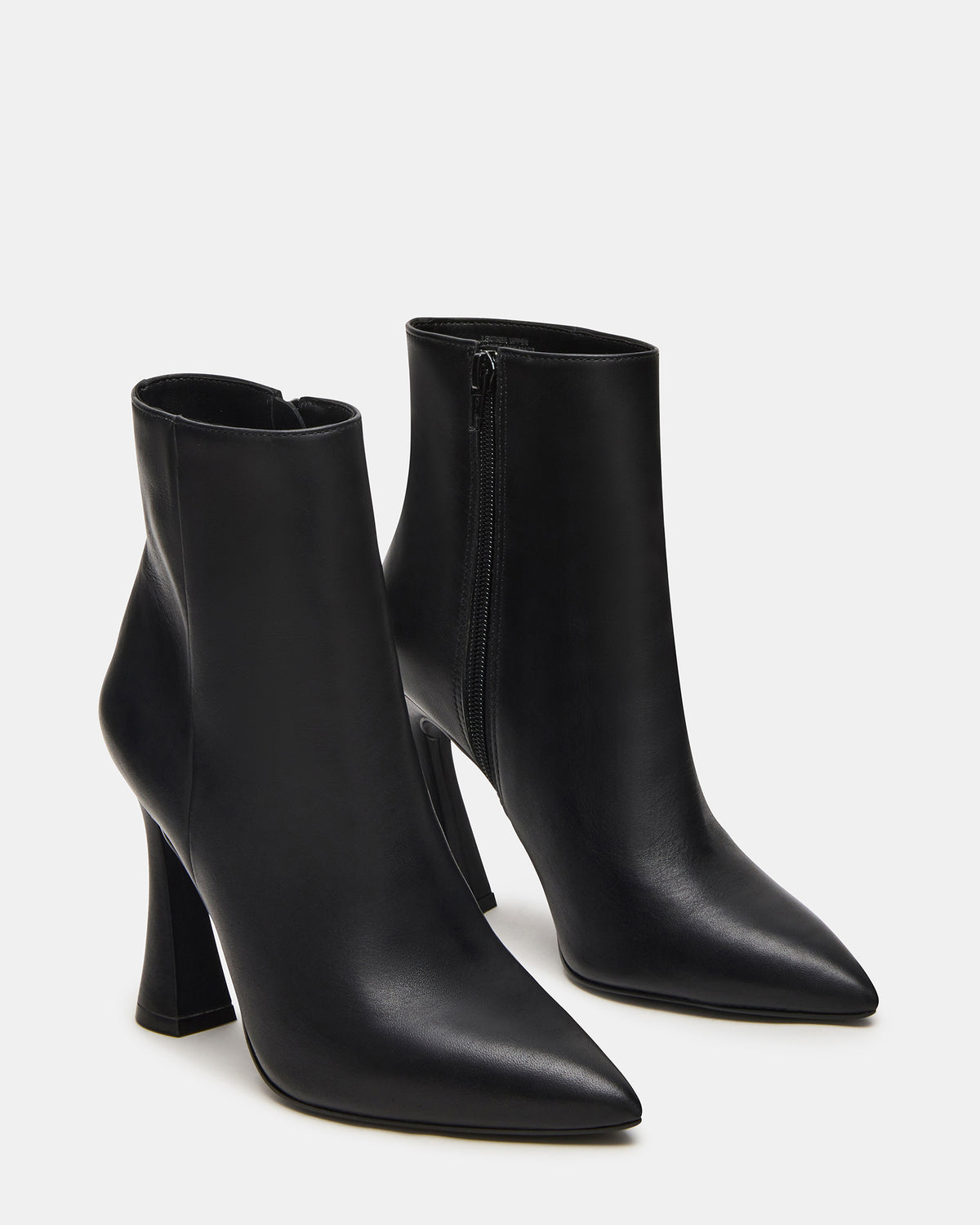 BOLERO Black Leather Pointed-Toe Heeled Women's Ankle Boot Steve Madden BLACK LEATHER