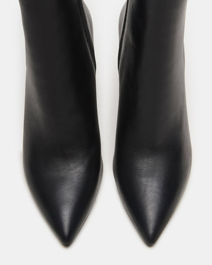 BOLERO Black Leather Pointed-Toe Heeled Women's Ankle Boot Steve Madden BLACK LEATHER