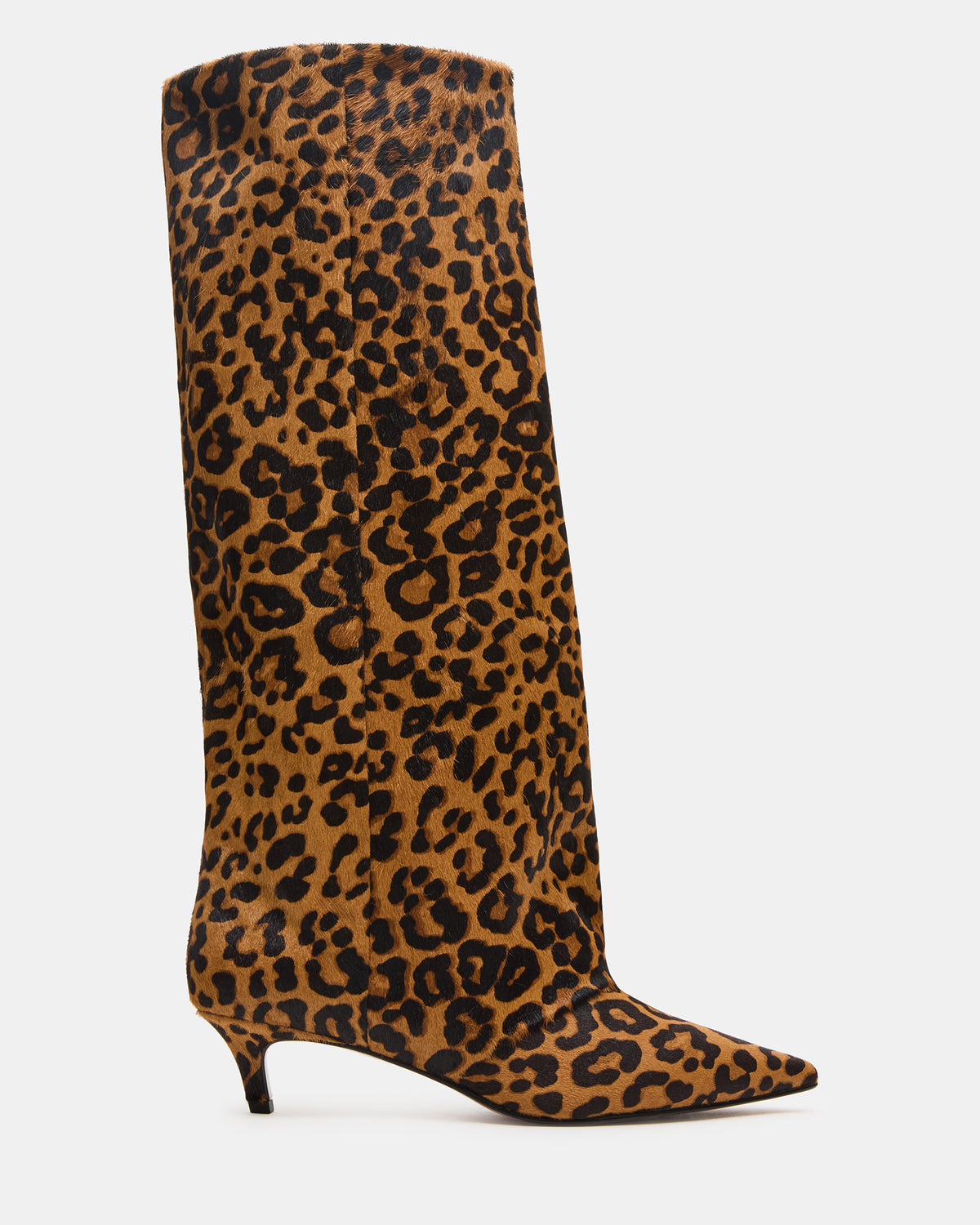 LUCA Leopard Pointed-Toe Cuffed Kitten Heel Women's Boot Steve Madden LEOPARD