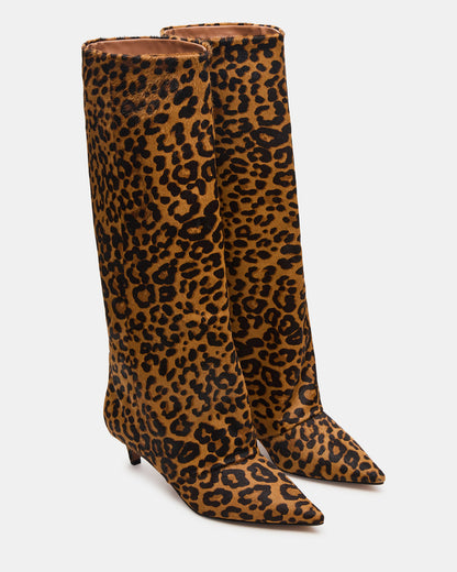 LUCA Leopard Pointed-Toe Cuffed Kitten Heel Women's Boot Steve Madden LEOPARD