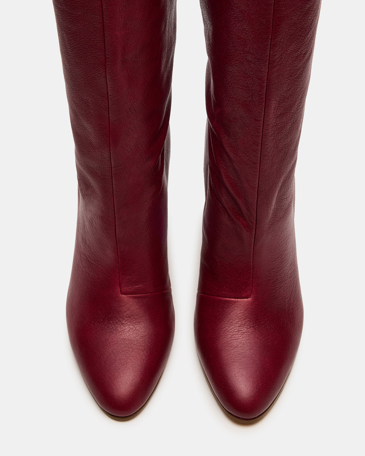 RIZK Burgundy Leather Knee-High Rounded Toe Heeled Women's Boot Steve Madden BURGUNDY LEATHER