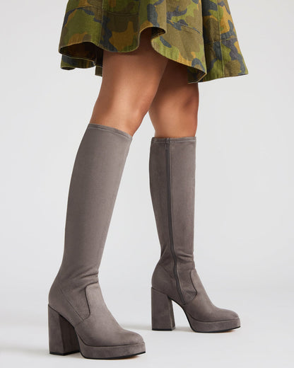 TWAIN Grey Knee-High Block Heel Women's Boot Steve Madden GREY