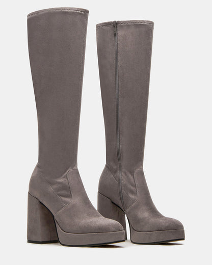 TWAIN Grey Knee-High Block Heel Women's Boot Steve Madden GREY