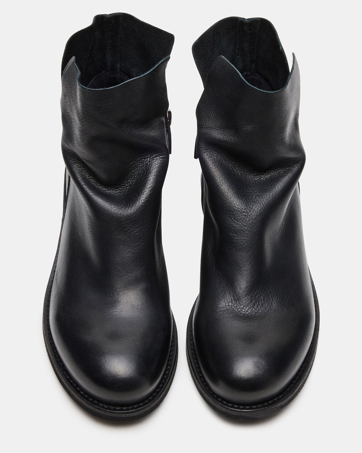 HUGHIE Black Leather Women's Ankle Boot Steve Madden BLACK LEATHER