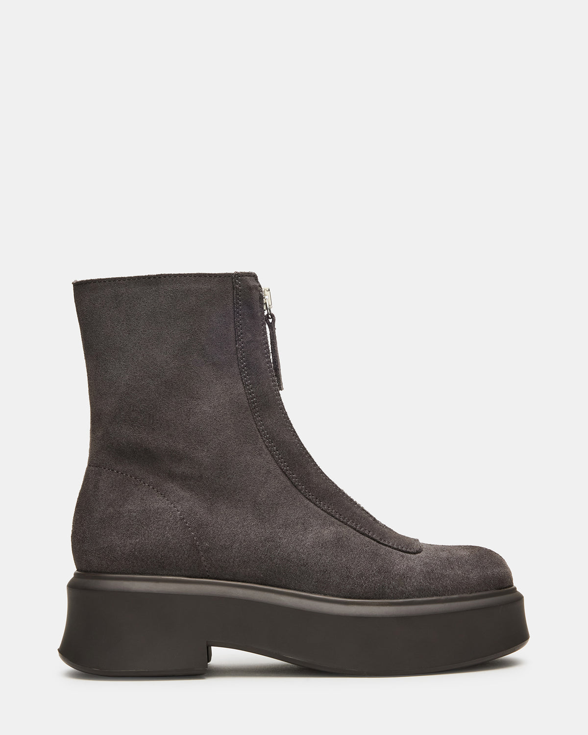 JONES Grey Suede Zipper Lug Women's Ankle Boot Steve Madden GREY SUEDE