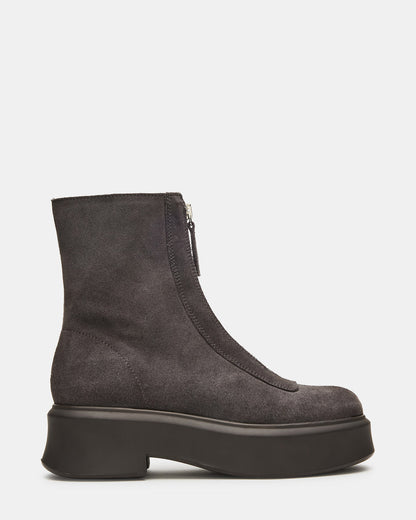 JONES Grey Suede Zipper Lug Women's Ankle Boot Steve Madden GREY SUEDE