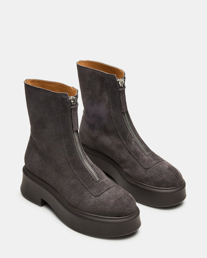 JONES Grey Suede Zipper Lug Women's Ankle Boot Steve Madden GREY SUEDE