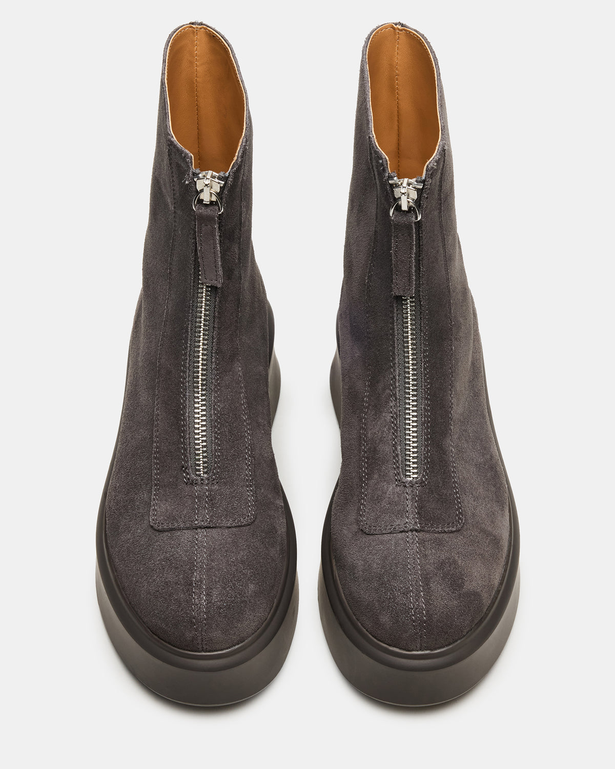 JONES Grey Suede Zipper Lug Women's Ankle Boot Steve Madden GREY SUEDE