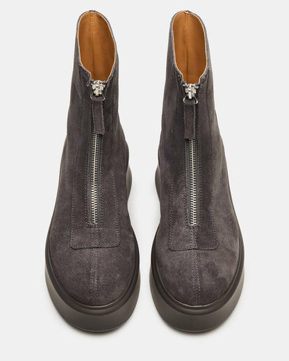 JONES Grey Suede Zipper Lug Women's Ankle Boot Steve Madden GREY SUEDE
