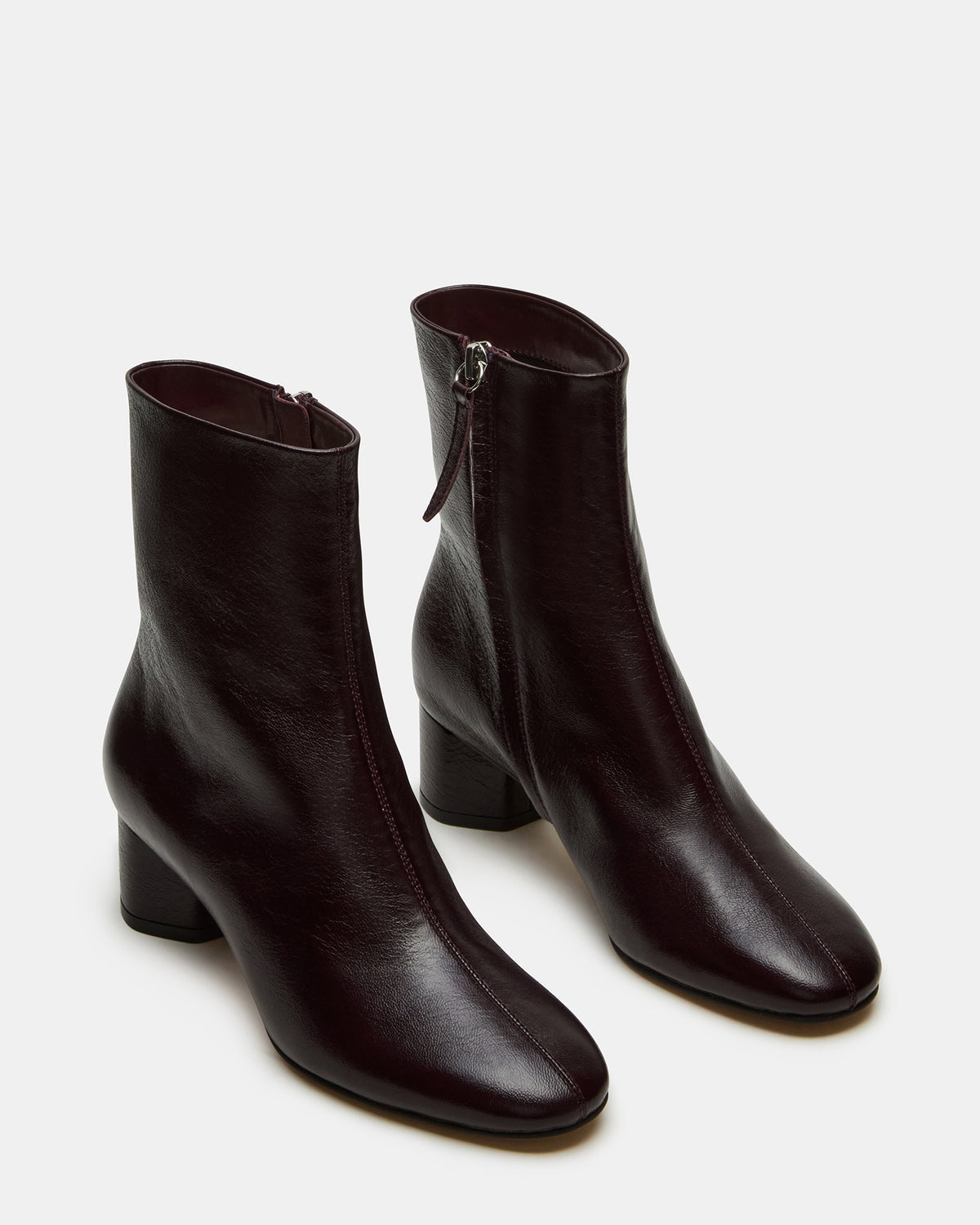 STROME Wine Patent Block Heel Women's Ankle Boot Steve Madden WINE PATENT